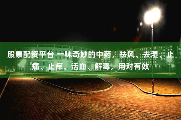 股票配资平台 一味奇妙的中药，祛风、去湿、止痛、止痒、活血、解毒，用对有效