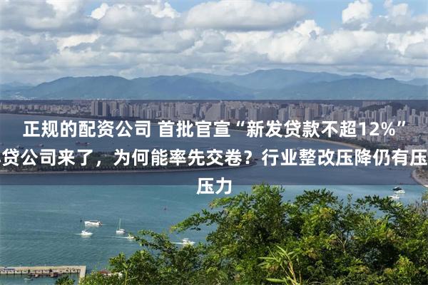 正规的配资公司 首批官宣“新发贷款不超12%”小贷公司来了，为何能率先交卷？行业整改压降仍有压力