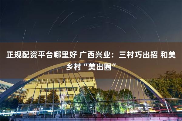 正规配资平台哪里好 广西兴业：三村巧出招 和美乡村“美出圈”